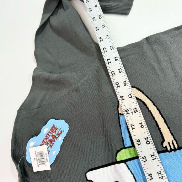 Adventure Time Sweater Mens 2XL Gray Finn Long-Sleeve Crew-Neck Pullover NWT - Picture 6 of 9